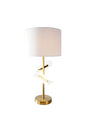 White/Gold Metal Modern Textured Ceramic Frame Table Lamp - Ella Furniture