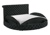 Brigitte Black Modern Solid Wood Velvet Upholstered Tufted Storage King Bed - Ella Furniture