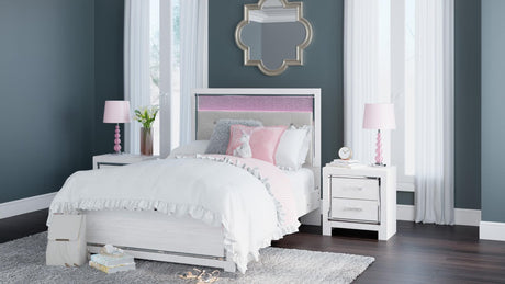 Tula White LED Upholstered Panel Bedroom Set