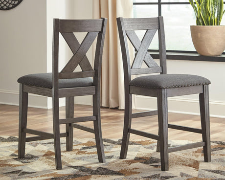Caitbrook Gray Counter Height Upholstered Bar Stool - Ella Furniture