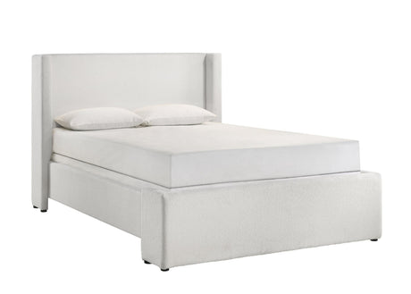 Portia White Modern Solid Wood Velvet Upholstered King Bed - Ella Furniture