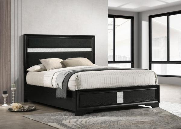 MIRANDA COLLECTION Miranda 55-inch Upholstered King Panel Bed Black