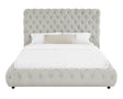 Flory Dove Gray Modern Solid Wood Velvet Upholstered Tufted Queen Bed - Ella Furniture