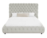 Flory Dove Gray Modern Solid Wood Velvet Upholstered Tufted Queen Bed - Ella Furniture