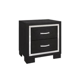 Bellante Black Modern Contemporary Solid Wood And Veneers Bookcase Storage LED Bedroom Set - Ella Furniture