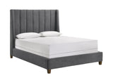 Agnes Charcoal Velvet Upholstered Panel Queen Bed