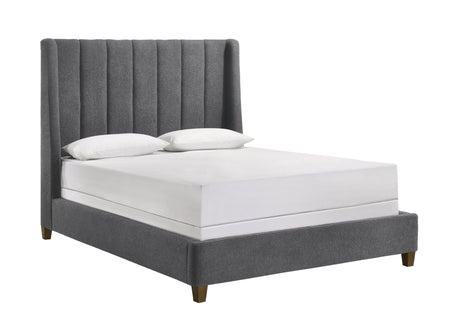 Agnes Charcoal Velvet Upholstered Panel Queen Bed