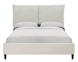 Violet White Modern Solid Wood Velvet Upholstered Queen Bed - Ella Furniture