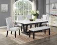 Varley/Vance White Modern Solid Wood Marble Top Fabric Upholstered Dining Room Set - Ella Furniture