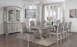 Klina Pedestal Gray Modern Sleek Metal Glass Pedestal Leg Dining Room Set - Ella Furniture