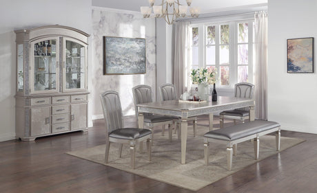 Klina Gray Modern And Sleek Glass Metal Leg Table Dining Room Set - Ella Furniture