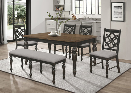 Hilara Brown Gray Fabric Upholstered Dining Room Set