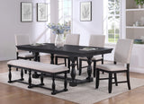 Regent Charcoal/Gray Modern Solid Wood Fabric Upholstered Dining Room Set - Ella Furniture