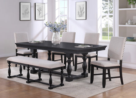 Regent Charcoal/Gray Modern Solid Wood Fabric Upholstered Dining Room Set - Ella Furniture