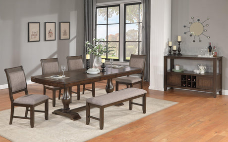 Tarin Brown Finish Transitional Classic Fabric Wood Sideboard Dining Room Set - Ella Furniture