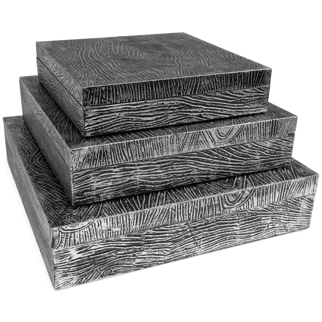 Keldy Antique Pewter Finish Box (Set Of 3) - Ella Furniture