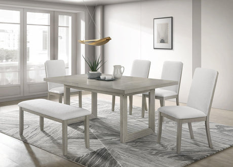 Torrie Gray/White Modern Solid Wood And Veneers Polyester Dining Room Set - Ella Furniture