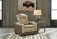 Next-gen Durapella Sand Faux Leather Power Recliner - Ella Furniture
