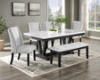 Vance Gray/White Modern Solid Wood Marble Top Fabric Upholstered Tufted Dining Room Set - Ella Furniture