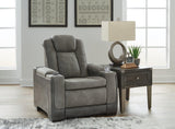 Next-gen Durapella Slate Faux Leather Power Recliner - Ella Furniture
