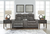 Next-gen Durapella Slate Faux Leather Power Reclining Loveseat With Console - Ella Furniture