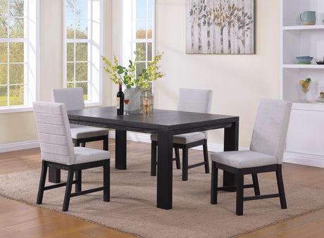 Pelham Black/Gray Modern Solid Wood And Veneers Fabric Upholstered Dining Room Set - Ella Furniture