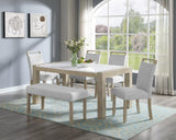 Dune Beige/Gray Modern Solid Wood And Veneers Fabric Upholstered Dining Room Set - Ella Furniture