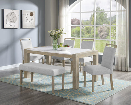 Dune Beige/Gray Modern Solid Wood And Veneers Fabric Upholstered Dining Room Set - Ella Furniture