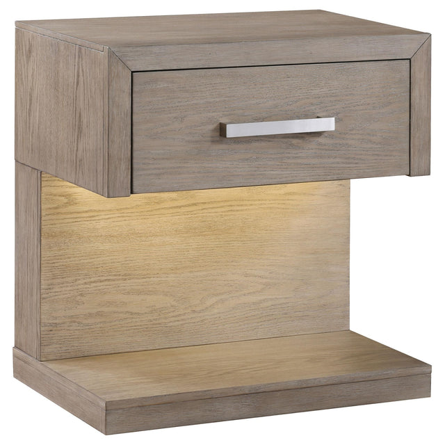 Kenora 1-drawer Nightstand Bedide Table Barley Brown