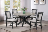 Stevens Gray Modern Solid Wood And Veneers Fabric Upholstered Round Dining Room Set - Ella Furniture