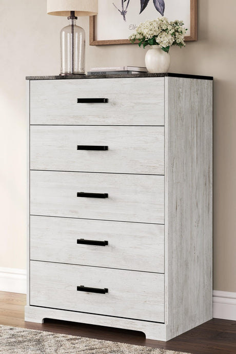 Shawburn Whitewash/charcoal Gray Chest Of Drawers - Ella Furniture