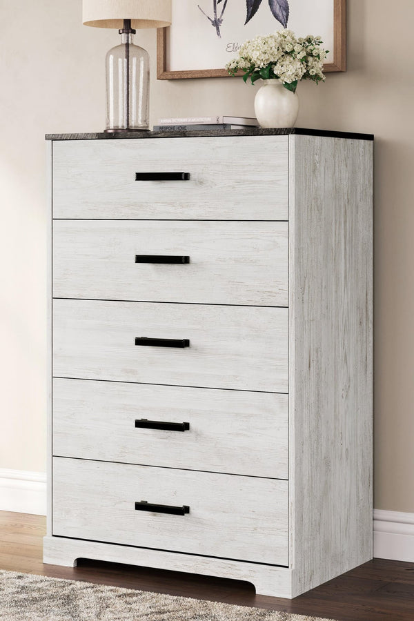 Shawburn Whitewash/charcoal Gray Chest Of Drawers - Ella Furniture