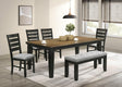Bardstown Wheat Charcoal Modern Solid Wood Fabric Upholstered Tufted Dining Room Set - Ella Furniture