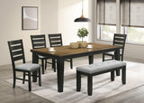 Bardstown Wheat Charcoal Modern Solid Wood Fabric Upholstered Tufted Dining Room Set - Ella Furniture