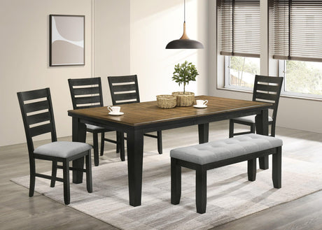 Bardstown Wheat Charcoal Modern Solid Wood Fabric Upholstered Tufted Dining Room Set - Ella Furniture