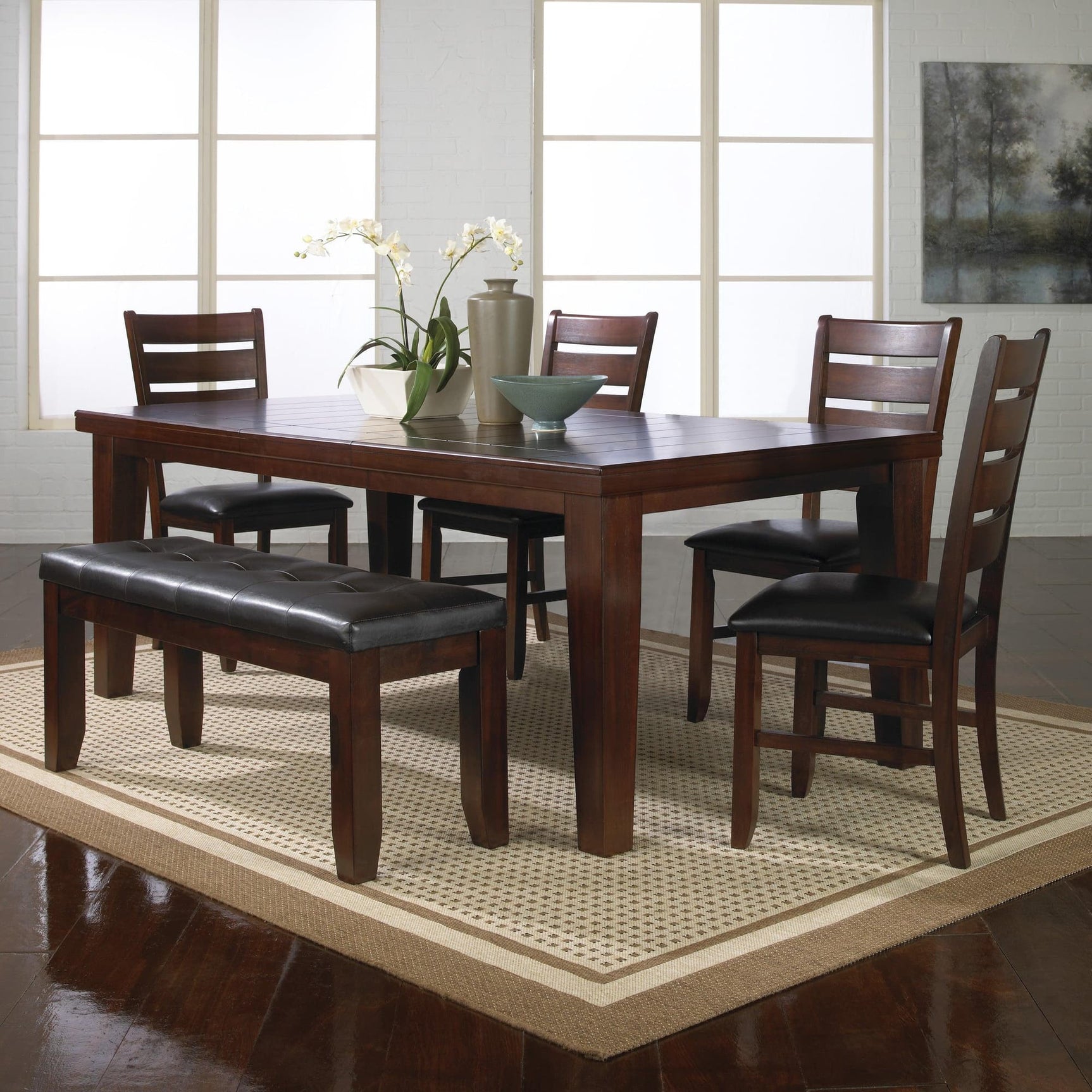 Bardstown Cherry Brown Classic And Modern Wood Extendable Dining Room Set - Ella Furniture