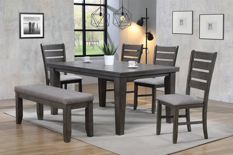 Bardstown Gray Modern Traditional Wood Fabric Seat Rectangular Dining Room Set - Ella Furniture