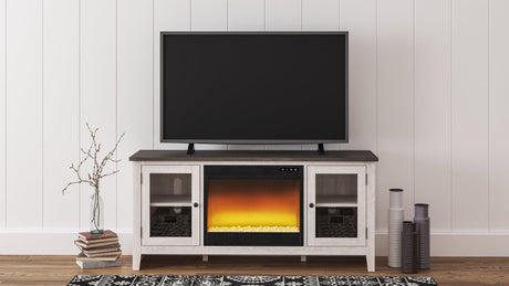 Dorrinson Two-tone 60" Tv Stand With Electric Fireplace - Ella Furniture