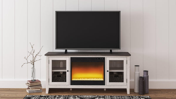 Dorrinson Two-tone 60" Tv Stand With Electric Fireplace - Ella Furniture
