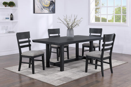 Guthrie Black/Gray Modern Solid Wood And Veneers Fabric Upholstered Dining Room Set - Ella Furniture