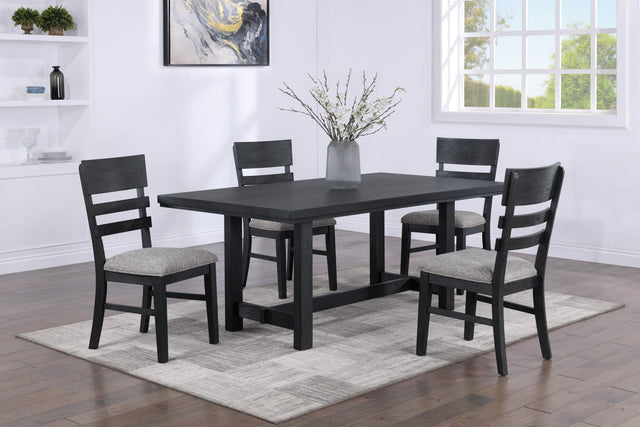 Guthrie Black/Gray Modern Solid Wood And Veneers Fabric Upholstered Dining Room Set - Ella Furniture