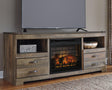 Trinell Brown 63" Tv Stand With Electric Fireplace W446W9 - Ella Furniture