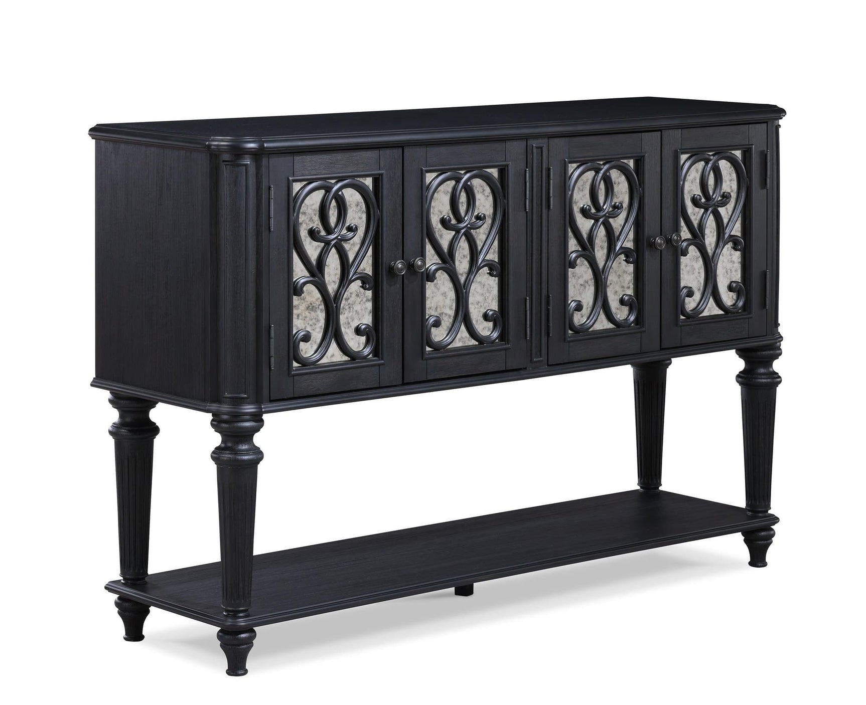 Kingsbury Dark Gray Modern Contemporary Solid Wood Storage Dining Sideboard - Ella Furniture