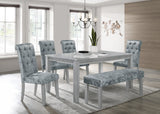 Vela Silver Glam Sleek And Modern Wood And Veneers Dining Room Set - Ella Furniture