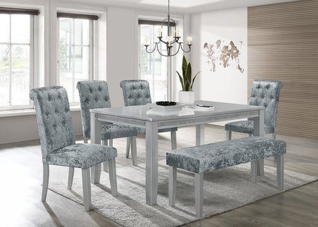 Vela Silver Glam Sleek And Modern Wood And Veneers Dining Room Set - Ella Furniture
