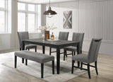 Arlene Gray Traditional Fabric Modern Wood Rectangular Dining Room Set - Ella Furniture