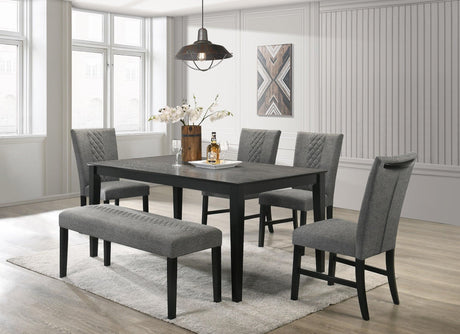 Arlene Gray Traditional Fabric Modern Wood Rectangular Dining Room Set - Ella Furniture