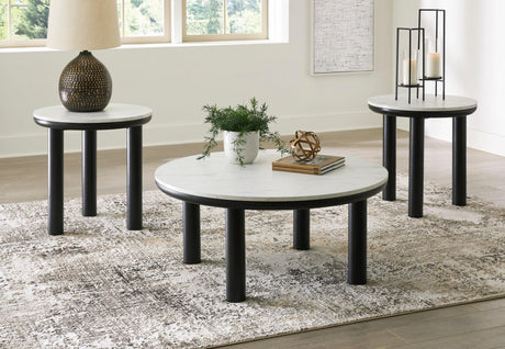 Kom Black White Occasional Table Set