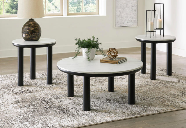Kom Black White Occasional Table Set