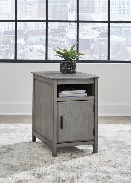 Bom Gray Side End Table USB Ports Power Outlet